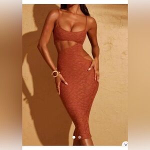 Oh Polly Terracotta Cutout Dress